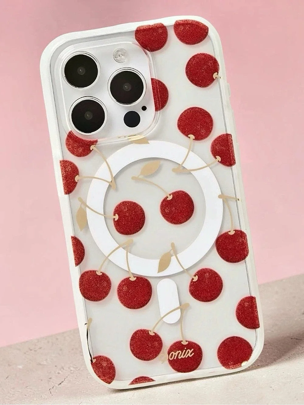Sonix iPhone 15 Pro Clear & Red Cherry Floral Phone Case Like New